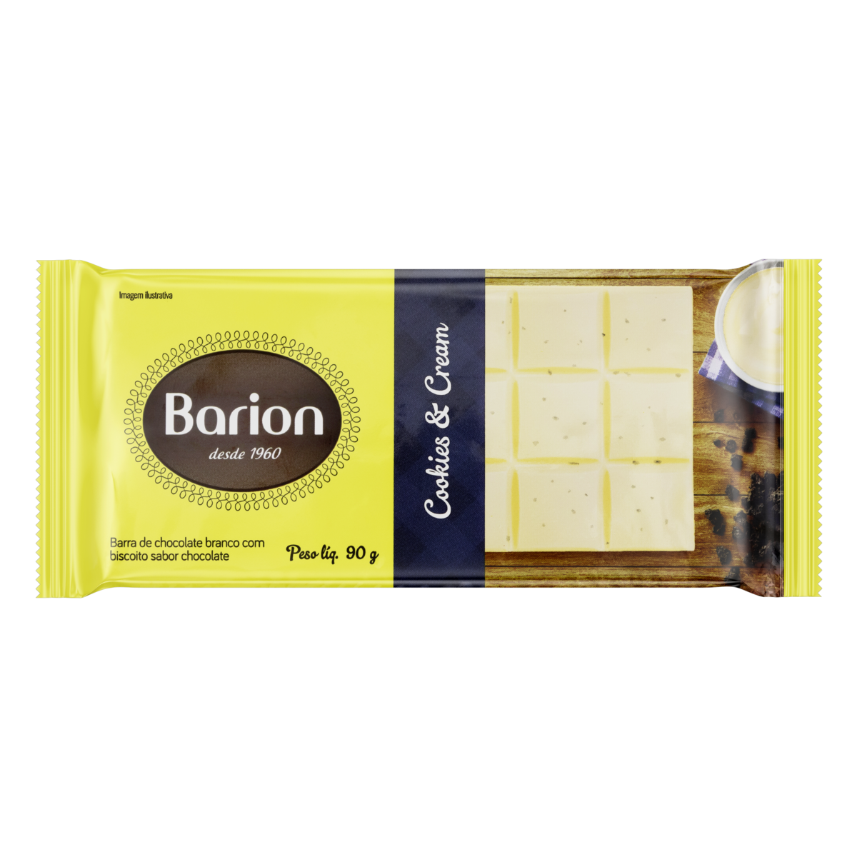 7896018212961 - CHOCOLATE BRANCO COOKIES & CREAM BARION PACOTE 90G