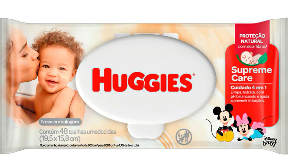 7896018700604 - TOALHA UMEDECIDA INFANTIL DISNEY BABY HUGGIES SUPREME CARE PACOTE 48 UNIDADES