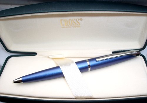 7896030602108 - CROSS ATX MATTE BLUE AND POLISHED CHROME APPOINTMENTS BALL POINT PEN