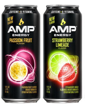0789603939107 - 16 PACK - AMP ENERGY VARIETY - PASSION FRUIT AND STRAWBERRY LIMEADE - 16OZ.
