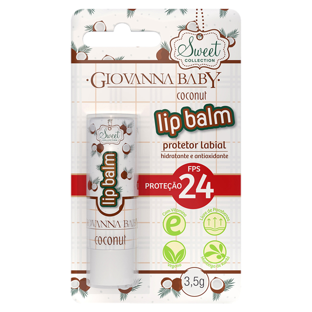 7896044900887 - PROTETOR LABIAL LIP BALM COCONUT FPS 24 GIOVANNA BABY SWEET COLLECTION BLISTER 3,5G