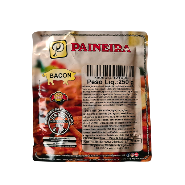 7896052421008 - BACON PAINEIRA 250G TABLETE