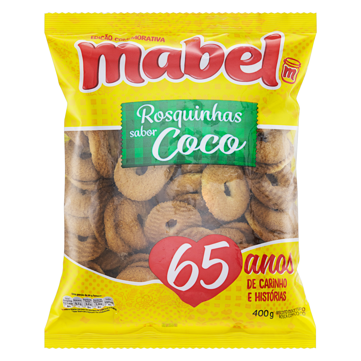 7896071001656 - BISCOITO ROSQUINHA COCO MABEL PACOTE 400G