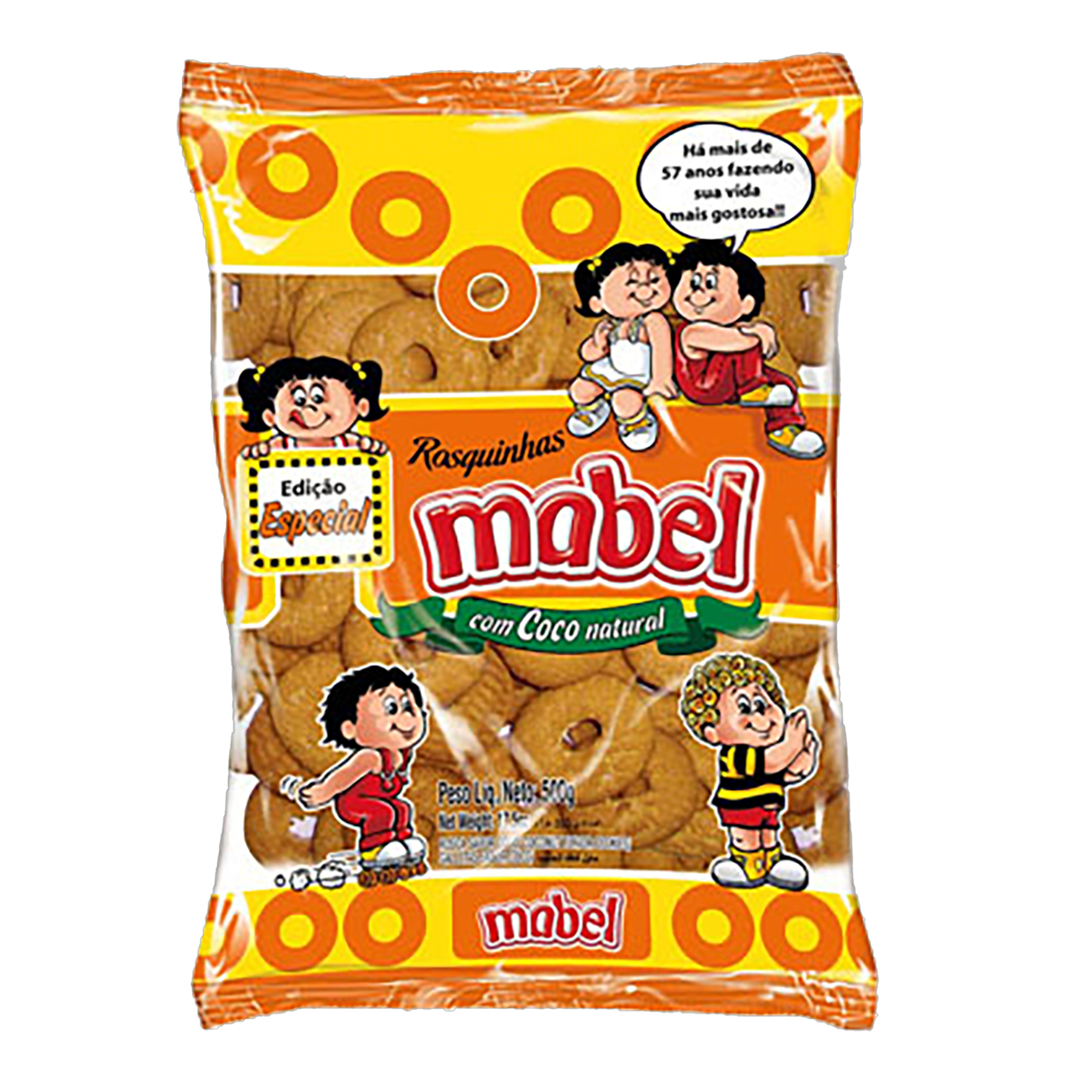 7896071021548 - BISCOITO ROSQUINHA COCO MABEL PACOTE 500G