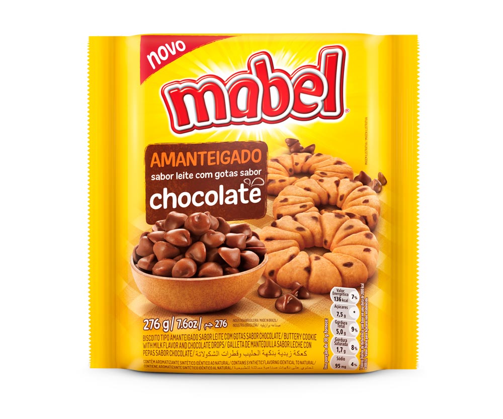 7896071021838 - BISCOITO MABEL COOKIE LEITE C/PED CHOCOLATE