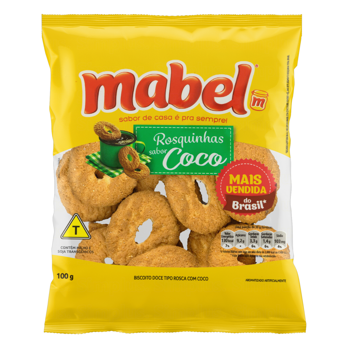 7896071025423 - BISCOITO ROSQUINHA COCO MABEL PACOTE 100G
