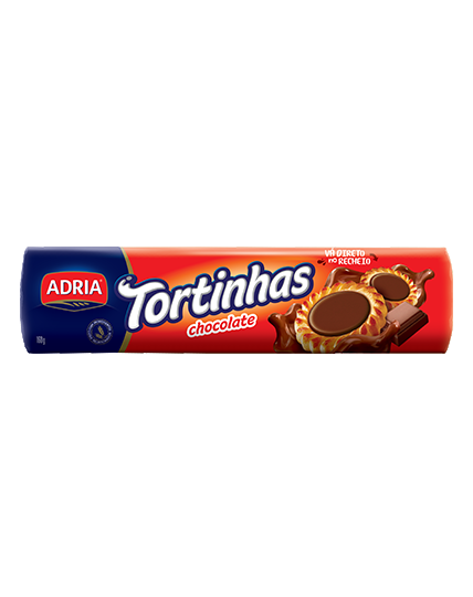 7896085055829 - BISCOITO RECHEIO CHOCOLATE ADRIA TORTINHAS PACOTE 160G