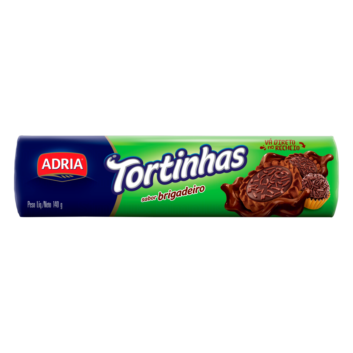7896085075063 - BISCOITO CHOCOLATE RECHEIO BRIGADEIRO ADRIA TORTINHAS PACOTE 150G