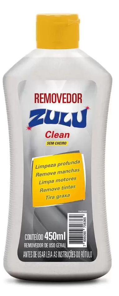 7896090706365 - REMOVEDOR USO GERAL CLEAN SEM CHEIRO ZULU FRASCO 450ML