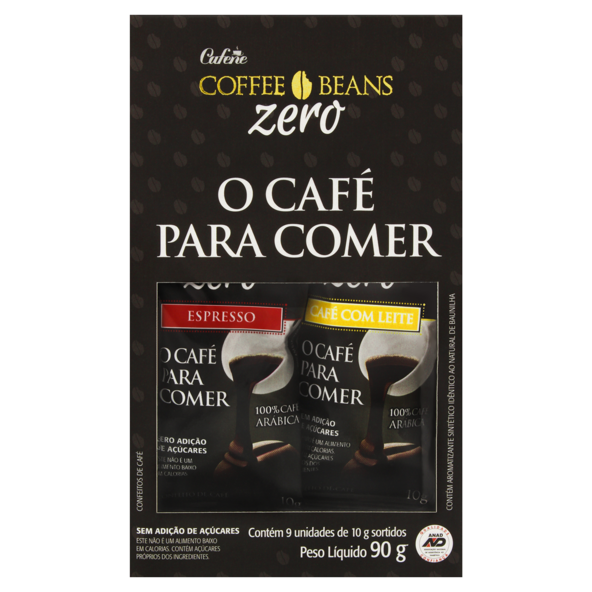 7896094807112 - KIT CONFEITO DE CHOCOLATE SORTIDO COFFEE BEANS ZERO 90G 9 UNIDADES