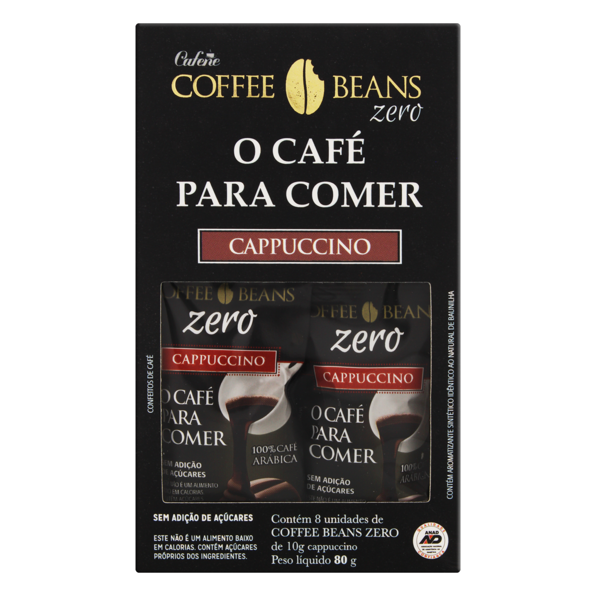 7896094807266 - PACK CONFEITO DE CAFÉ CAPPUCCINO COFFEE BEANS ZERO CAIXA 80G 8 UNIDADES