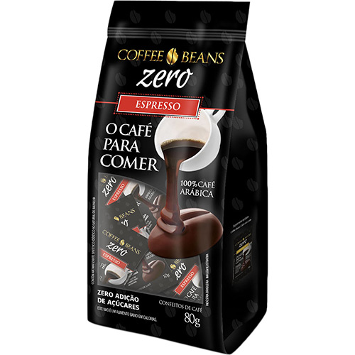 7896094807273 - CONFEITO DE CAFÉ SORTIDO ESPRESSO ZERO COFFEE BEANS - CAIXA COM 8 UNIDADES