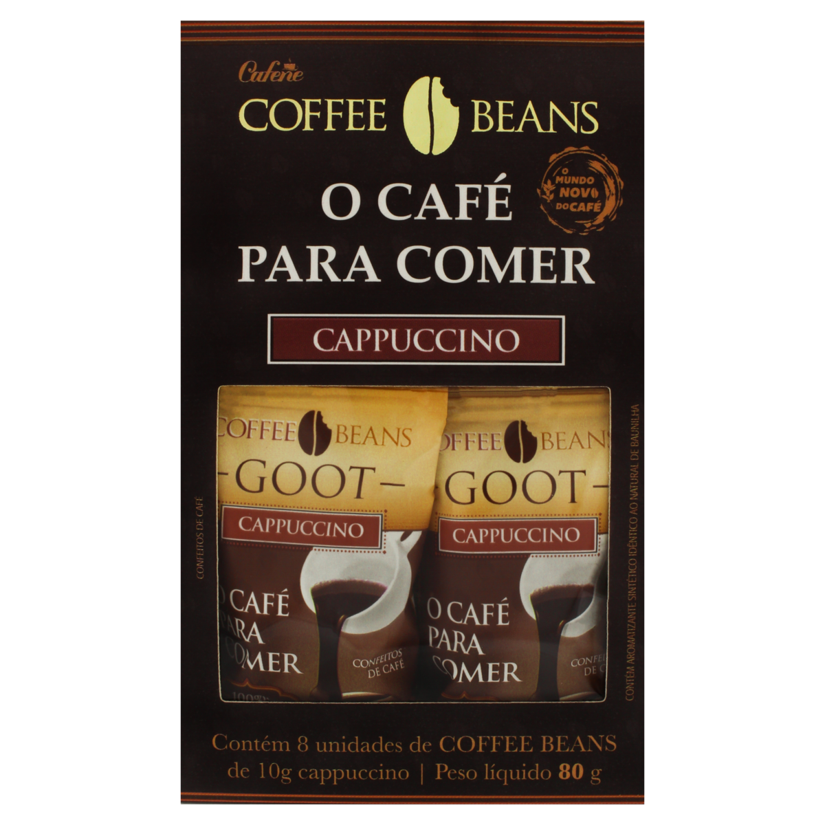 7896094807662 - PACK CONFEITO DE CAFÉ CAPPUCCINO COFFEE BEANS CAIXA 80G 8 UNIDADES