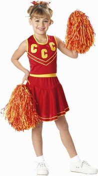 0789610981670 - CHILD'S RED & GOLD CHEERLEADER COSTUME (SIZE: LARGE 10-12)