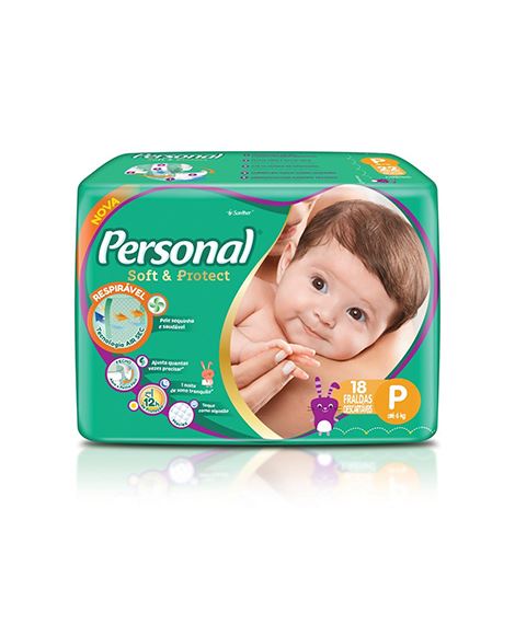 7896110009766 - FRALDA DESCARTÁVEL PERSONAL BABY PROTECT & SEC P PACOTE 18 UNIDADES