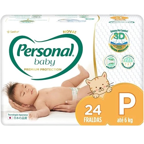 7896110010823 - FRALDA DESCARTÁVEL INFANTIL PERSONAL BABY PREMIUM PROTECTION P PACOTE 24 UNIDADES