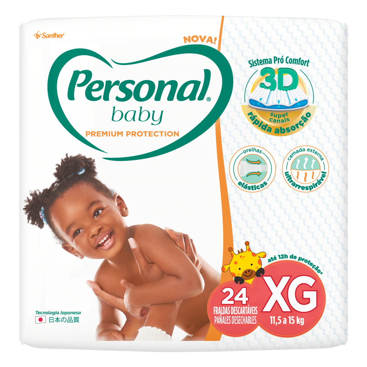 7896110010892 - FRALDA DESCARTÁVEL INFANTIL PERSONAL BABY PREMIUM PROTECTION XG PACOTE 24 UNIDADES