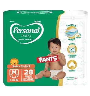 7896110011929 - FRALDA DESCARTÁVEL PANTS PERSONAL BABY TOTAL PROTECT M PACOTE 28 UNIDADES