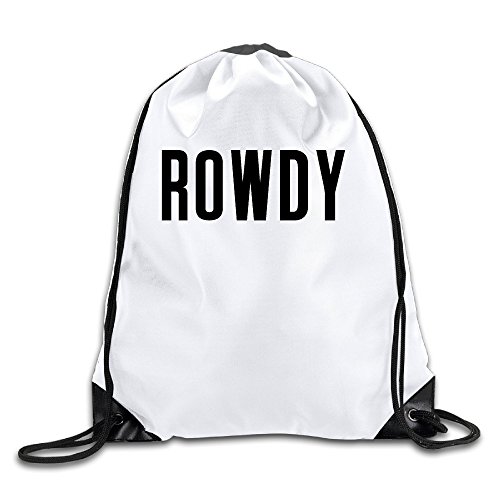 7896185308313 - BYDHX ROWDY LOGO DRAWSTRING BACKPACK BAG WHITE
