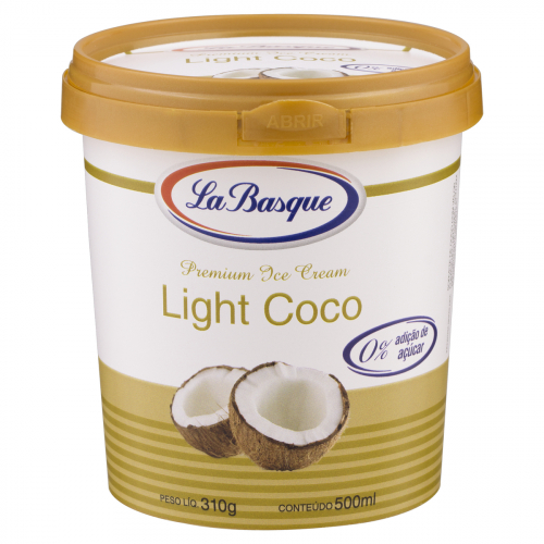 7896209256545 - SORVETE COCO LIGHT LA BASQUE PREMIUM ICE CREAM POTE 500ML