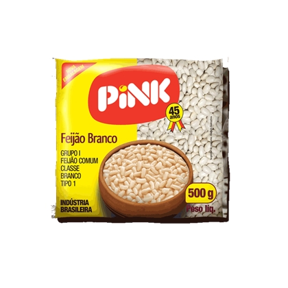 7896229600236 - FEIJÃO BRANCO TIPO 1 PINK PACOTE 500G