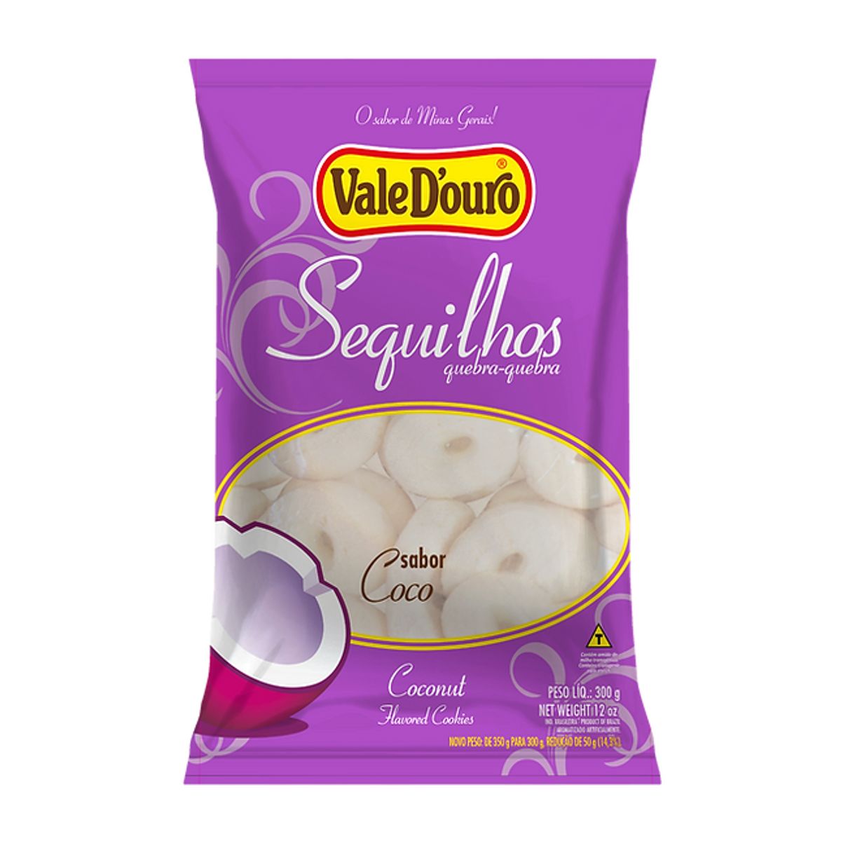 7896236305445 - SEQUILHOS VALE D OURO COCO 300GR