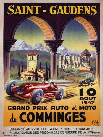 7896241150382 - SAINT GAUDENS GRAND PRIX AUTO CAR RACE COMMINGES 1947 FRANCE FRENCH SPORT 12 X 16 IMAGE SIZE VINTAGE POSTER REPRODUCTION