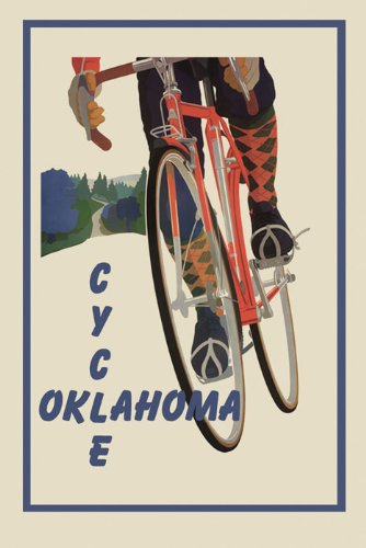 7896241200025 - RIDING BICYCLE BIKE CYCLE OKLAHOMA USA US TRAIL ROAD SPORT 20 X 30 IMAGE SIZE VINTAGE POSTER REPRODUCTION, MORE SIZES AVAILABLE