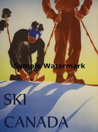 7896241216255 - CANVAS BEAUTIFUL CANADA NORTH AMERICAN COUNTRY MEN PREPARING FOR SKIING SKI WINTER SPORT 12 X 16 INCHES IMAGE SIZE POSTER REPRODUCTION ON CANVAS. MORE SIZES AVAILABLE!!