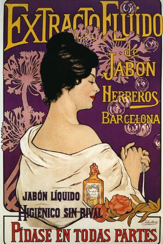 7896241237670 - CANVAS SOAP LIQUID FASHION LADY GIRL EXTRACTO FUIDO DE JABON SPAIN 11 X 16 INCHES IMAGE SIZE POSTER REPRODUCTION ON CANVAS. MORE SIZES AVAILABLE!!