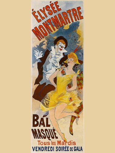 7896241249048 - CANVAS ELYSEE MONTMARTRE BAL MASQUE LADY YELLOW DRESS CARNIVAL THEATER SHOW 12 X 16 INCHES IMAGE SIZE POSTER REPRODUCTION ON CANVAS. MORE SIZES AVAILABLE!!