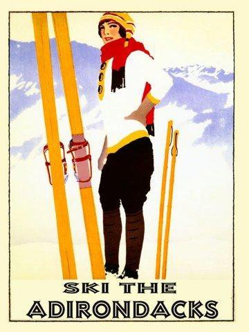 7896241264003 - CANVAS FASHION LADY GIRL ADIRONDACKS ADIRONDACK MOUNTAINS NEW YORK AMERICAN SKI WINTER SPORT 20 X 30 IMAGE SIZE . VINTAGE POSTER ON CANVAS. ART REPRODUCTION . WE HAVE OTHER SIZES AVAILABLE!