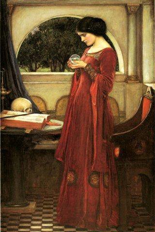 7896241264263 - CANVAS THE CRYSTAL BALL SKULL BY JOHN WILLIAM WATERHOUSE 16 X 24 IMAGE SIZE . VINTAGE POSTER ON CANVAS. ART REPRODUCTION . WE HAVE OTHER SIZES AVAILABLE!