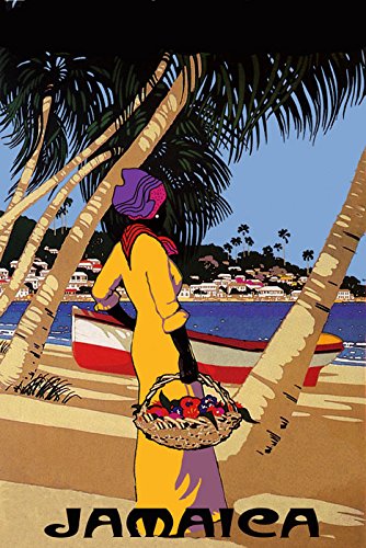 7896241264843 - CANVAS JAMAICA BEACHES BOAT SAILBOAT OCEAN SEA TRAVEL TOURISM 12 X 16 IMAGE SIZE . VINTAGE POSTER ON CANVAS. ART REPRODUCTION . WE HAVE OTHER SIZES AVAILABLE!