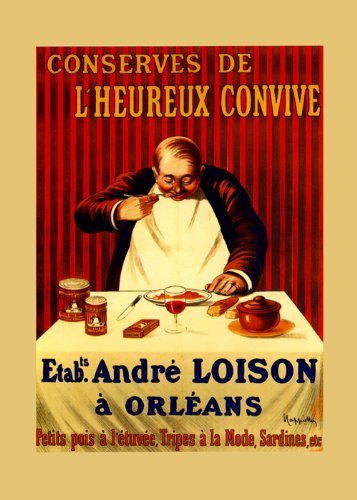 7896241266892 - CANVAS CAN FOOD ANDRE LOISON ORLEANS SARDINES FRANCE FRENCH BY CAPPIELLO 20 X 30 IMAGE SIZE . VINTAGE POSTER ON CANVAS. ART REPRODUCTION . WE HAVE OTHER SIZES AVAILABLE!