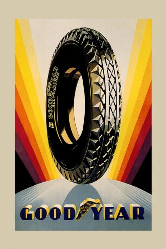 7896241282687 - CANVAS CAR AUTOMOBILE GOOD YEAR TIRES PNEU ALL WEATHER 20 X 30 IMAGE SIZE . VINTAGE POSTER ON CANVAS. ART REPRODUCTION . WE HAVE OTHER SIZES AVAILABLE!