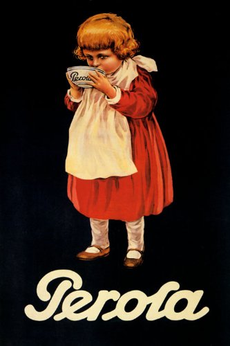 7896241290071 - LITTLE GIRL RED DRESS HAVING HOT PEROLA CACAO CHOCOLATE COCOA VINTAGE POSTER REPRO 16 X 22 IMAGE SIZE. WE HAVE OTHER SIZES AVAILABLE ON PAPER OR CANVAS ON AMAZON.