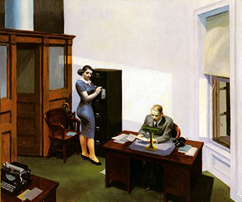 7896241321904 - AMERICAN OFFICE ROUTINE BY PAINTER EDWARD HOPPER VINTAGE POSTER REPRO ON PAPER OR ON CANVAS. WE HAVE MANY SIZES AVAILABLE ! (16 X 20 IMAGE SIZE ON PAPER)