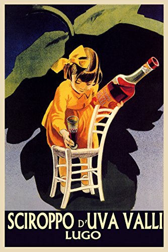 7896241335796 - LITTLE GIRL YELLOW DRESS SCIROPPO D'UVA VALLI LUGO GRAPES RED WINE ITALY ITALIA ITALIAN DRINK VINTAGE POSTER REPRO 12 X 16 IMAGE SIZE. WE HAVE OTHER SIZES AVAILABLE!