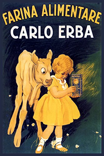 7896241335833 - BABY COW LITTLE GIRL FARINA ALIMENTARE CARLO ERBA CHILDREN FOOD ITALY ITALIA ITALIAN VINTAGE POSTER REPRO 12 X 16 IMAGE SIZE. WE HAVE OTHER SIZES AVAILABLE!