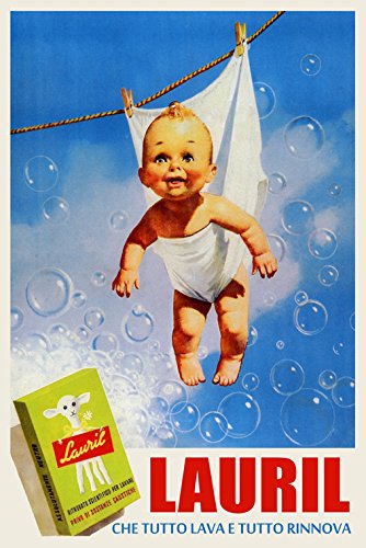 7896241335901 - CANVAS BABY CHILD LAURIL SOAP TO WATCH YOUR CLOTHES ITALY ITALIA ITALIAN VINTAGE POSTER REPRO 12 X 16 IMAGE SIZE ON CANVAS. WE HAVE OTHER SIZES AVAILABLE !