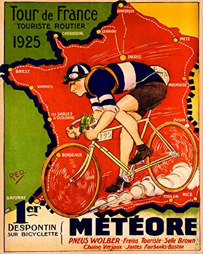 7896241340646 - 16X20 TOUR DE FRANCE BIKE METEORE BICYCLE CYCLE 1925 PARIS FRANCH SPORT VINTAGE POSTER REPRO STANDARD IMAGE SIZE FOR FRAMING. WE HAVE OTHER SIZES AVAILABLE!