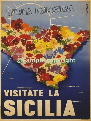 7896241341537 - SICILY 16X20 SICILIA ISLAND IN THE MEDITERRANEAN ITALY ITALIA TRAVEL TOURISM VINTAGE POSTER REPRO STANDARD IMAGE SIZE FOR FRAMING. WE HAVE OTHER SIZES AVAILABLE!