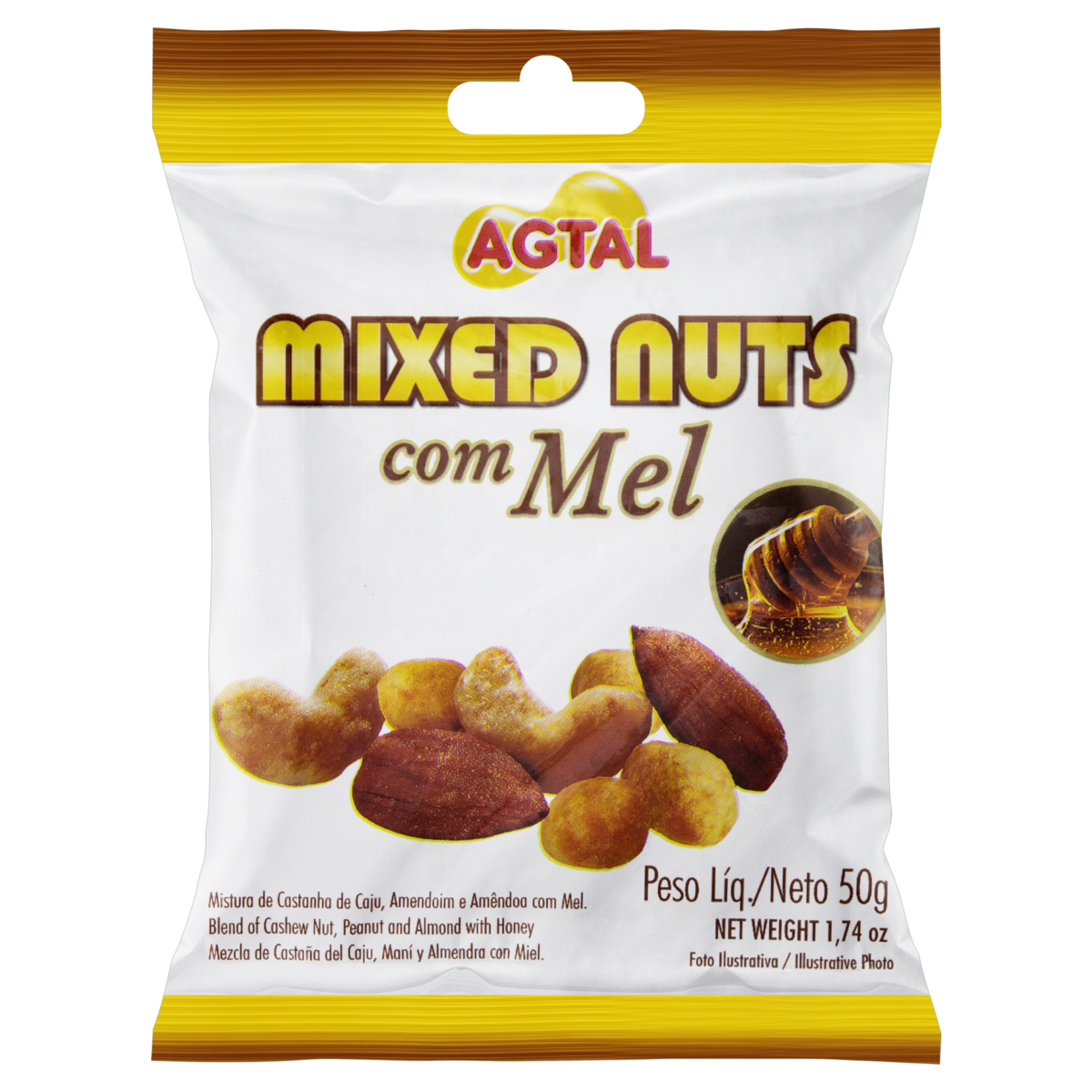 7896261402713 - MIX DE CASTANHA COM MEL AGTAL MIXED NUTS PACOTE 50G
