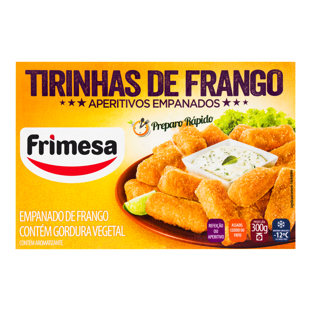 7896275920142 - EMPANADO DE FRANGO TIRINHAS FRIMESA CAIXA 300G