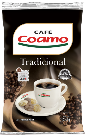 7896279600392 - CAFÉ TORRADO E MOÍDO TRADICIONAL COAMO PACOTE 500G