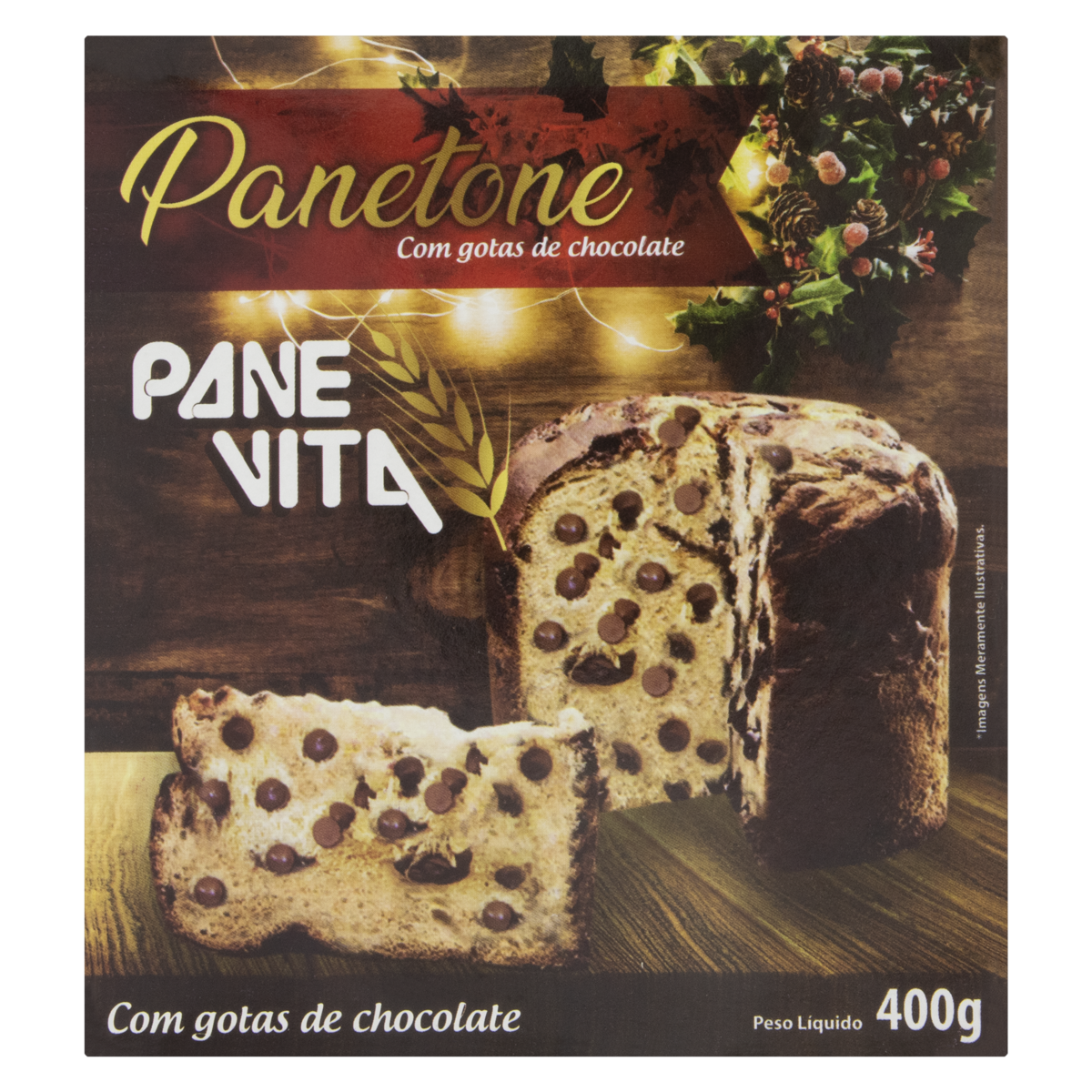7896280600749 - PANETTONE COM GOTAS DE CHOCOLATE PANEVITA CAIXA 400G
