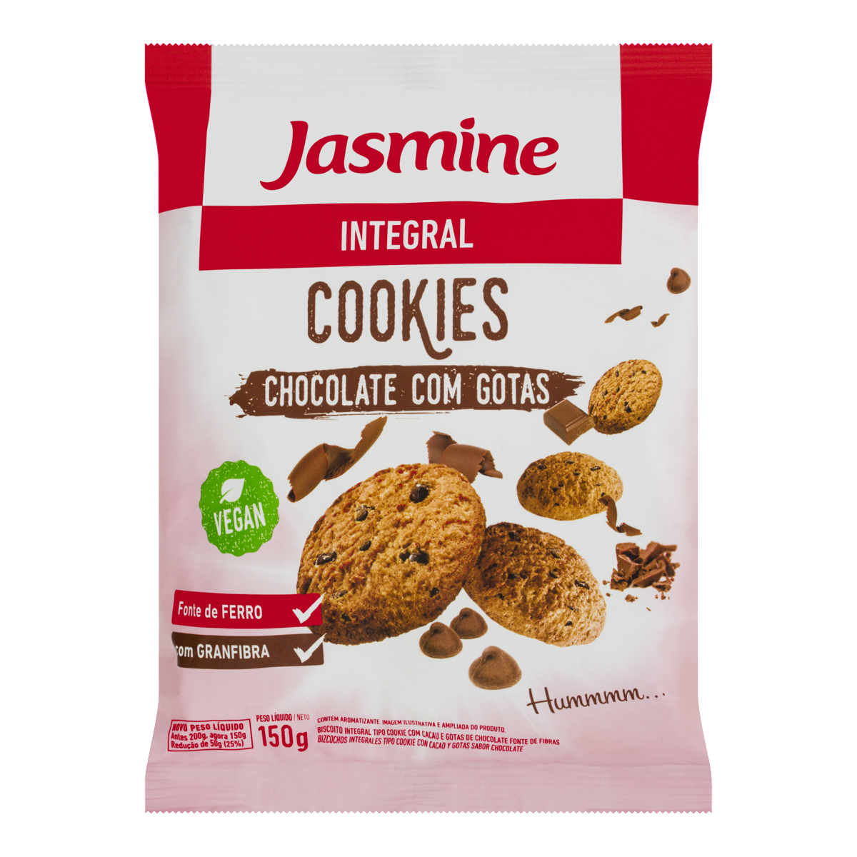7896283001888 - COOKIES INTEGRAIS JASMINE SABOR CHOCOLATE COM GOTAS