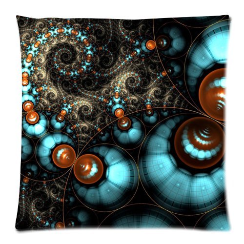 0789629081446 - ABSTRACT FRACTAL CIRCLES BEST-SELLING ZIPPERED PILLOW CASES 18X18 INCH(TWO SIDES)