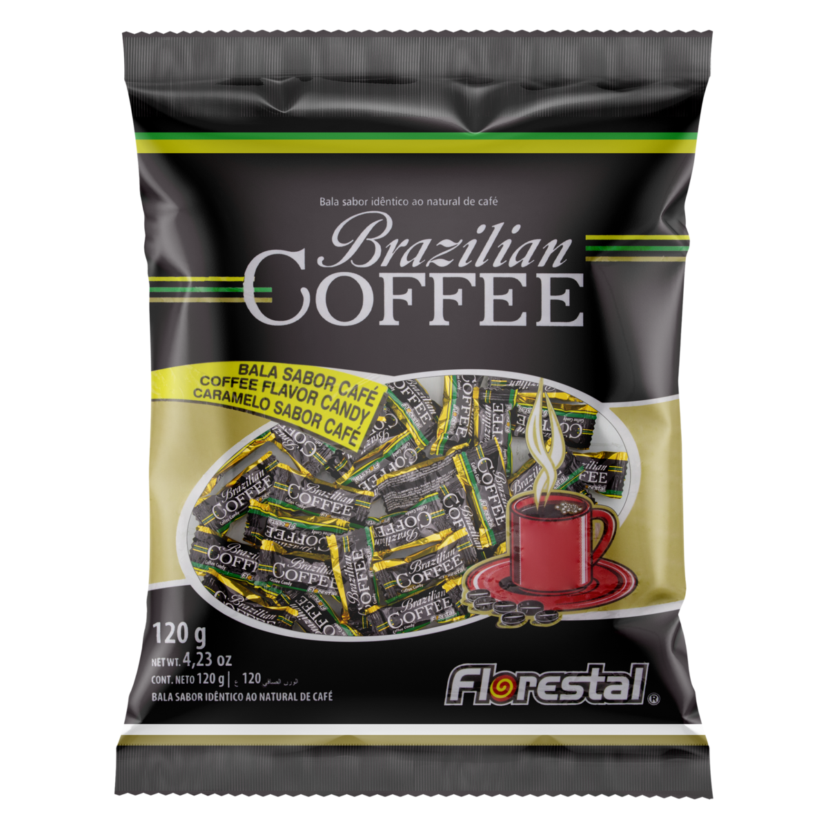 7896321015792 - BALA DE CAFÉ FLORESTAL BRAZILIAN COFFEE PACOTE 120G